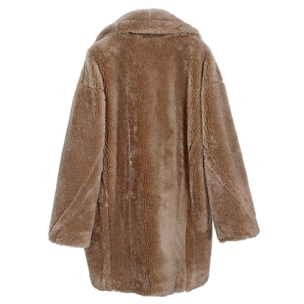 2020 Fashion Women's Winter Jacket - Natural Wool Sheepskin Long Teddy Bear Coat with Real Fox Fur