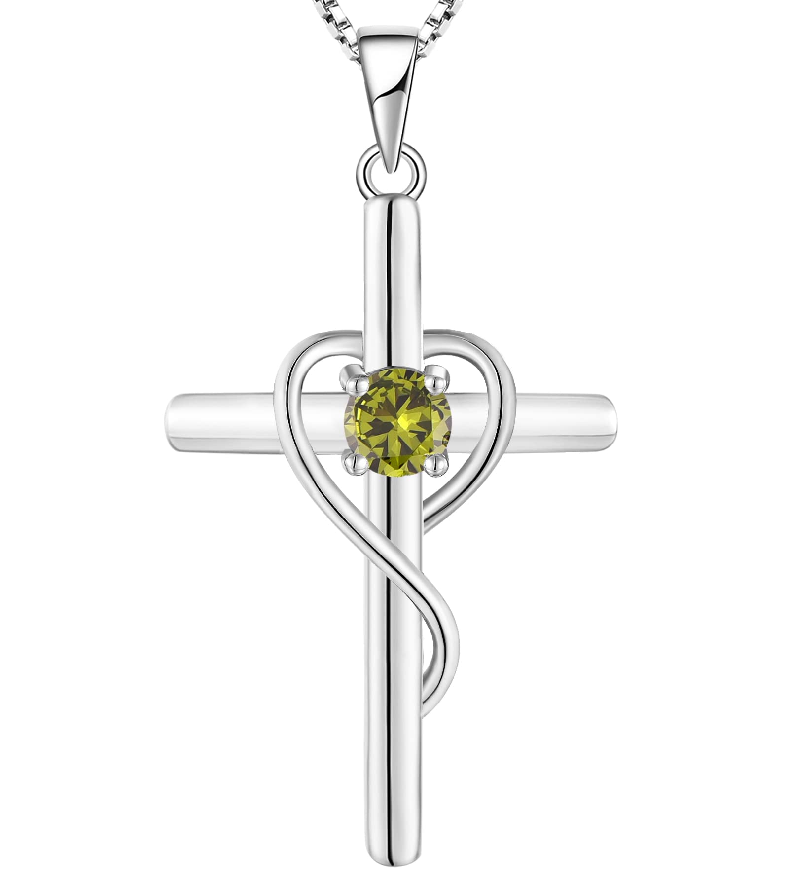 Yeelery Infinity Cross Pendant Necklace - 925 Sterling Silver with 18K White Gold Plated