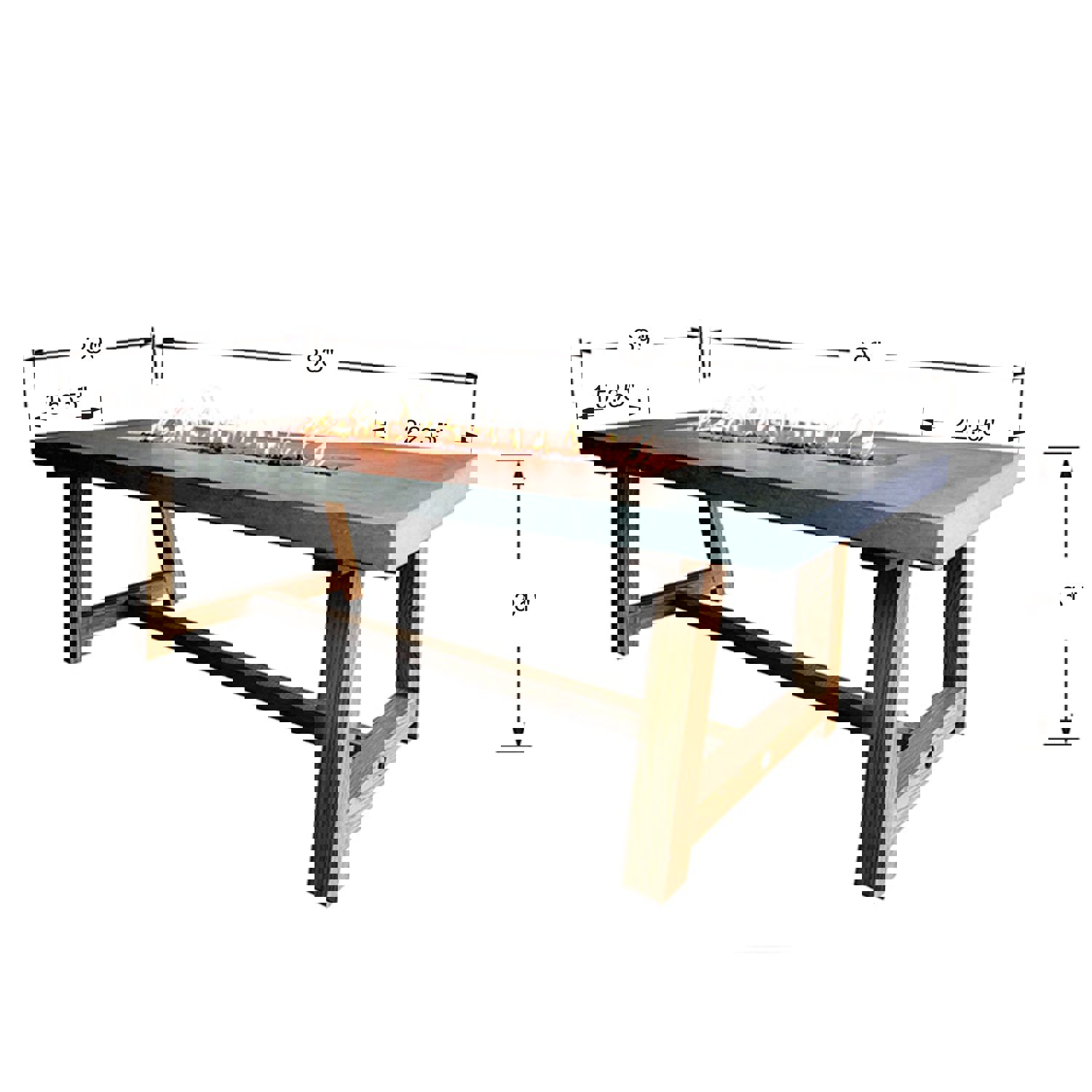 Sonoma 6 Seater Dining Table Concrete Fire Pit