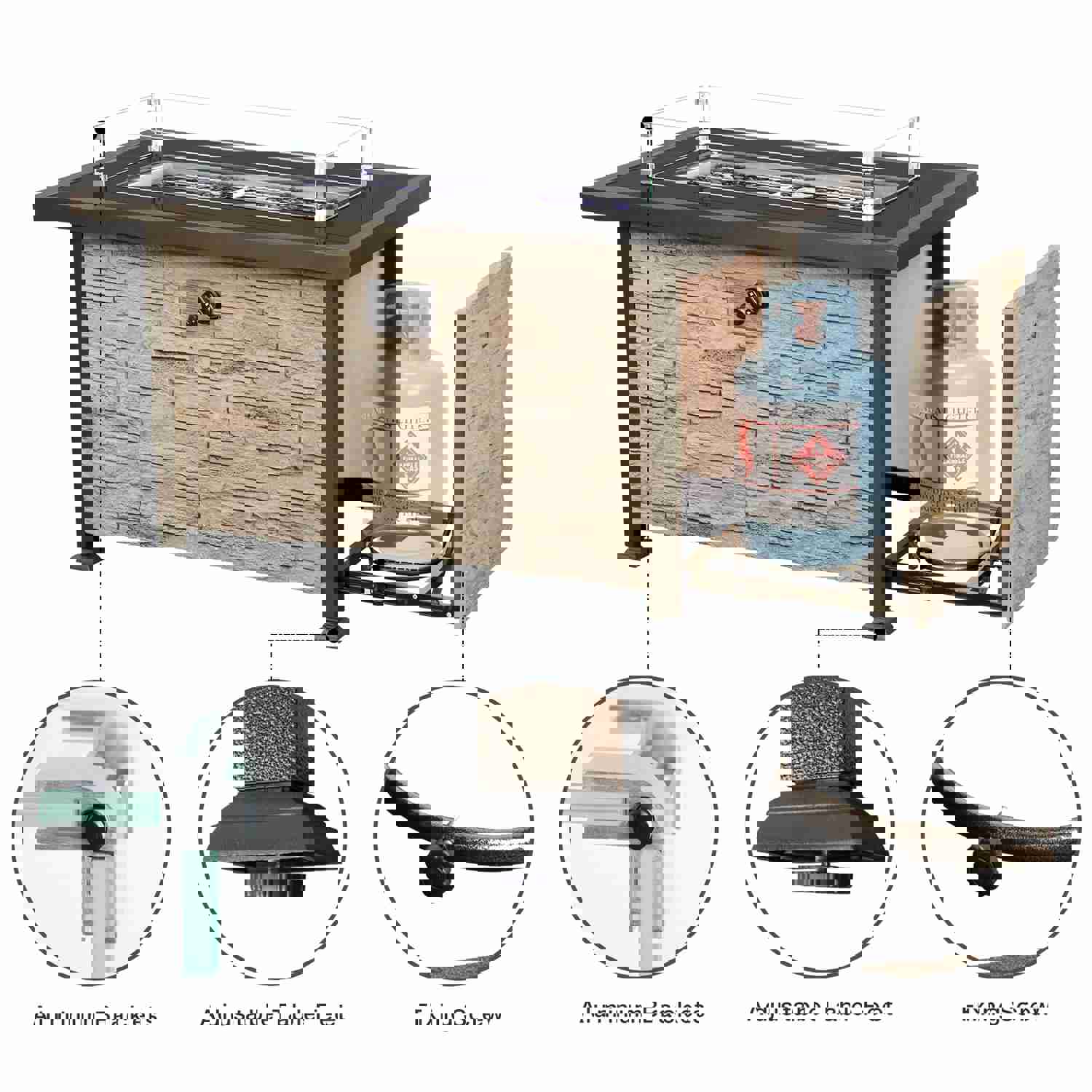 Outdoor Propane Gas Fire Pit Table, 44 Inch 50,000 BTU with Auto-Ignition