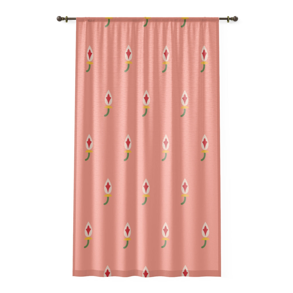 ORNAMENT FLORAL PATTERN CORAL - SHEER Window Curtain