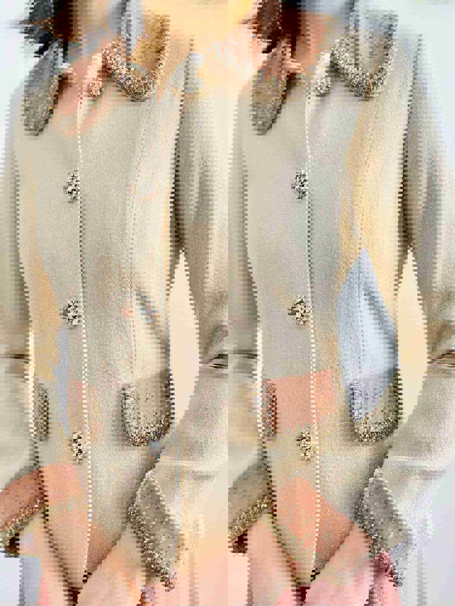 Vintage 1940s Pink Velvet Jacket with Beaded Details and Rhinestone Buttons
