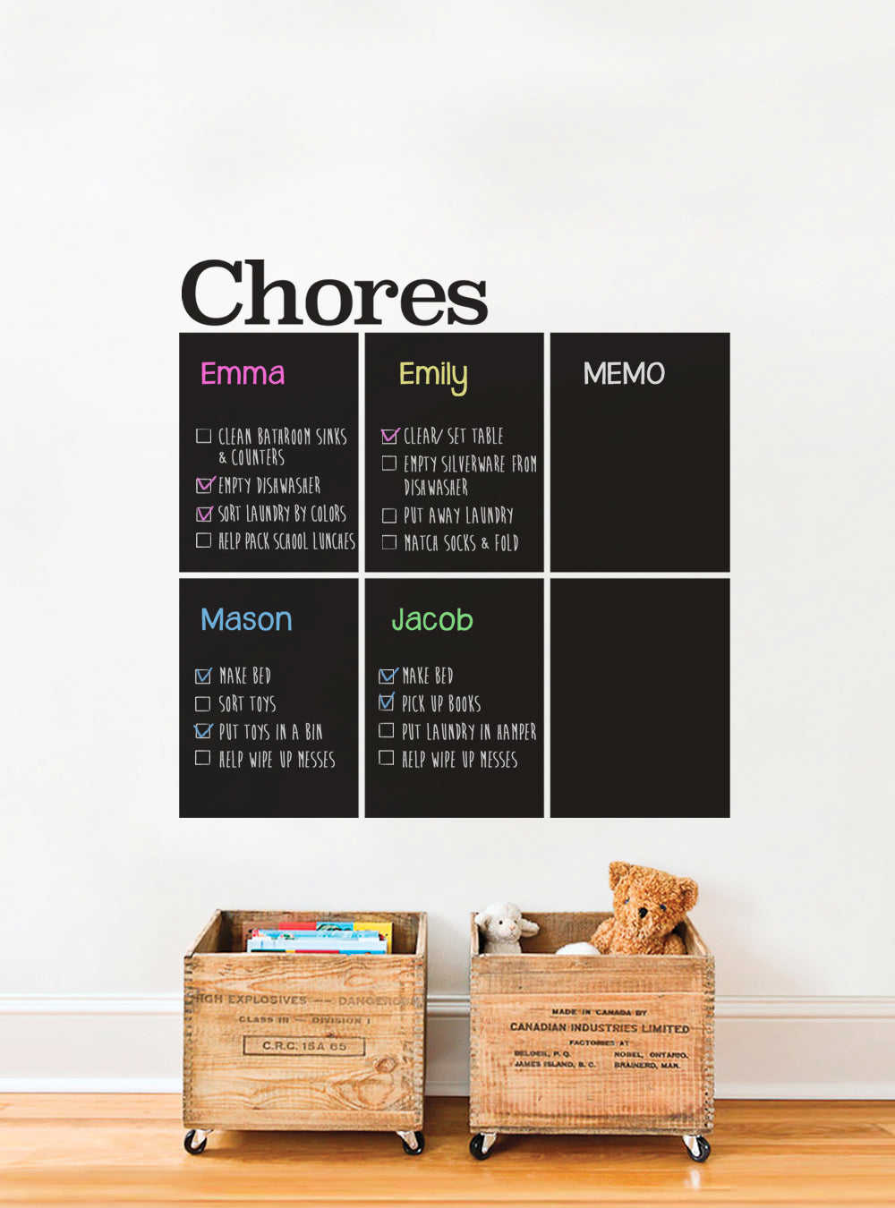 Chores Chart Chalkboard Wall Decal for Family Organization