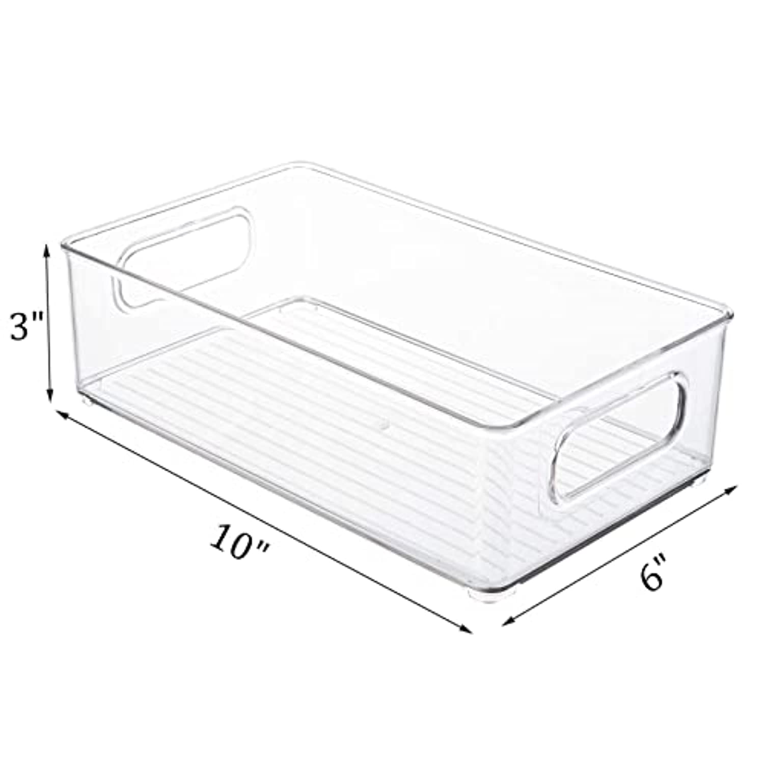 HERKKA 6 Pack Plastic Storage Bins for Pantry, Refrigerator, Countertop, Cabinet Organization