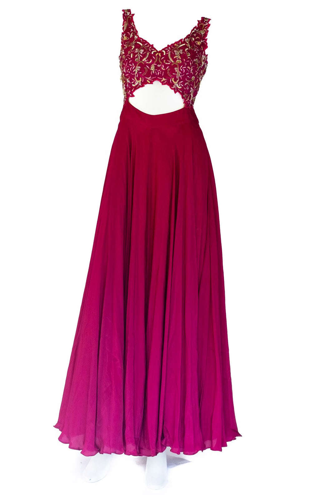 Red Wine Formal Anarkali Gown