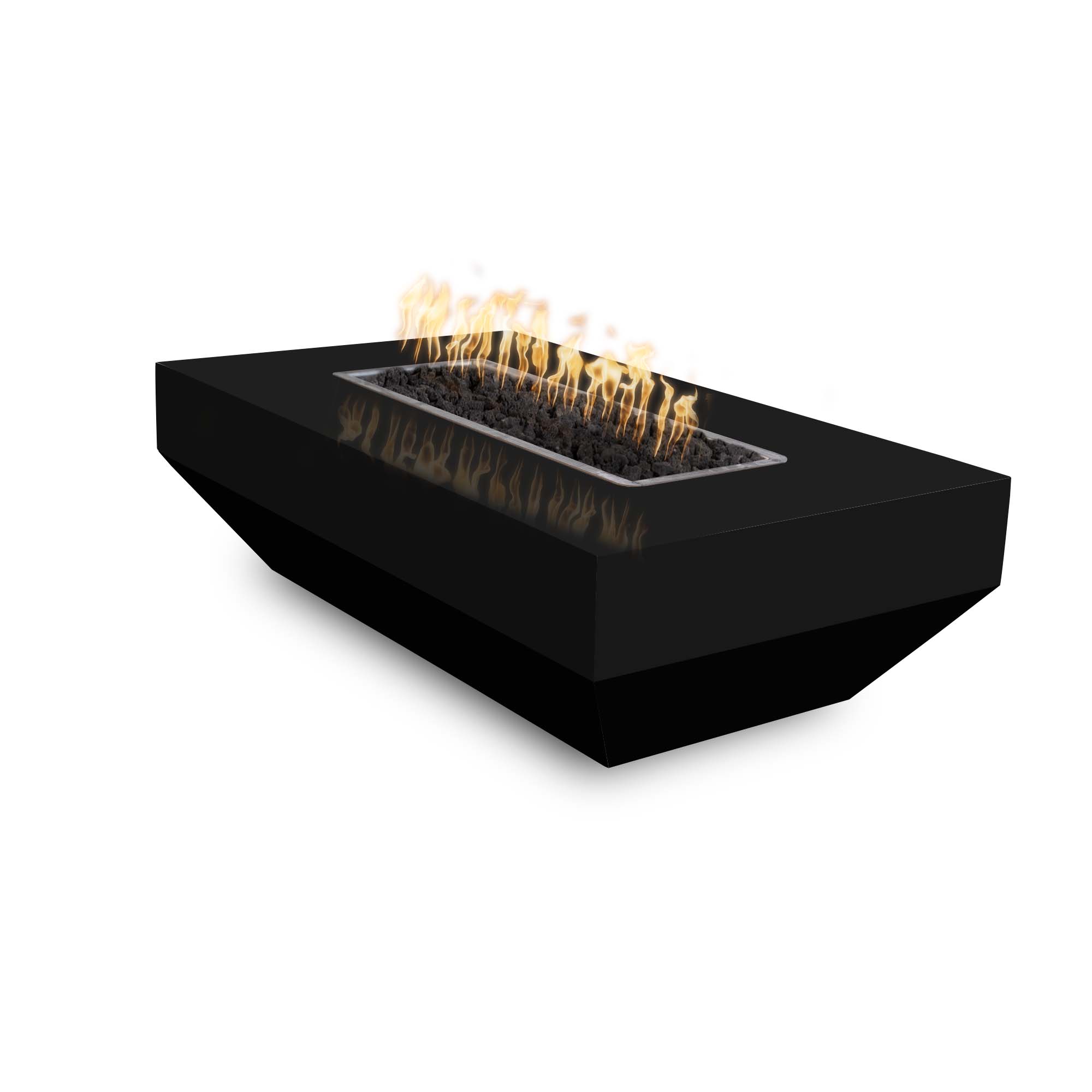 The Outdoor Plus Rectangular Moderno 60 Stainless Steel Natural Gas Fire Pit with 110V Electronic Ignition