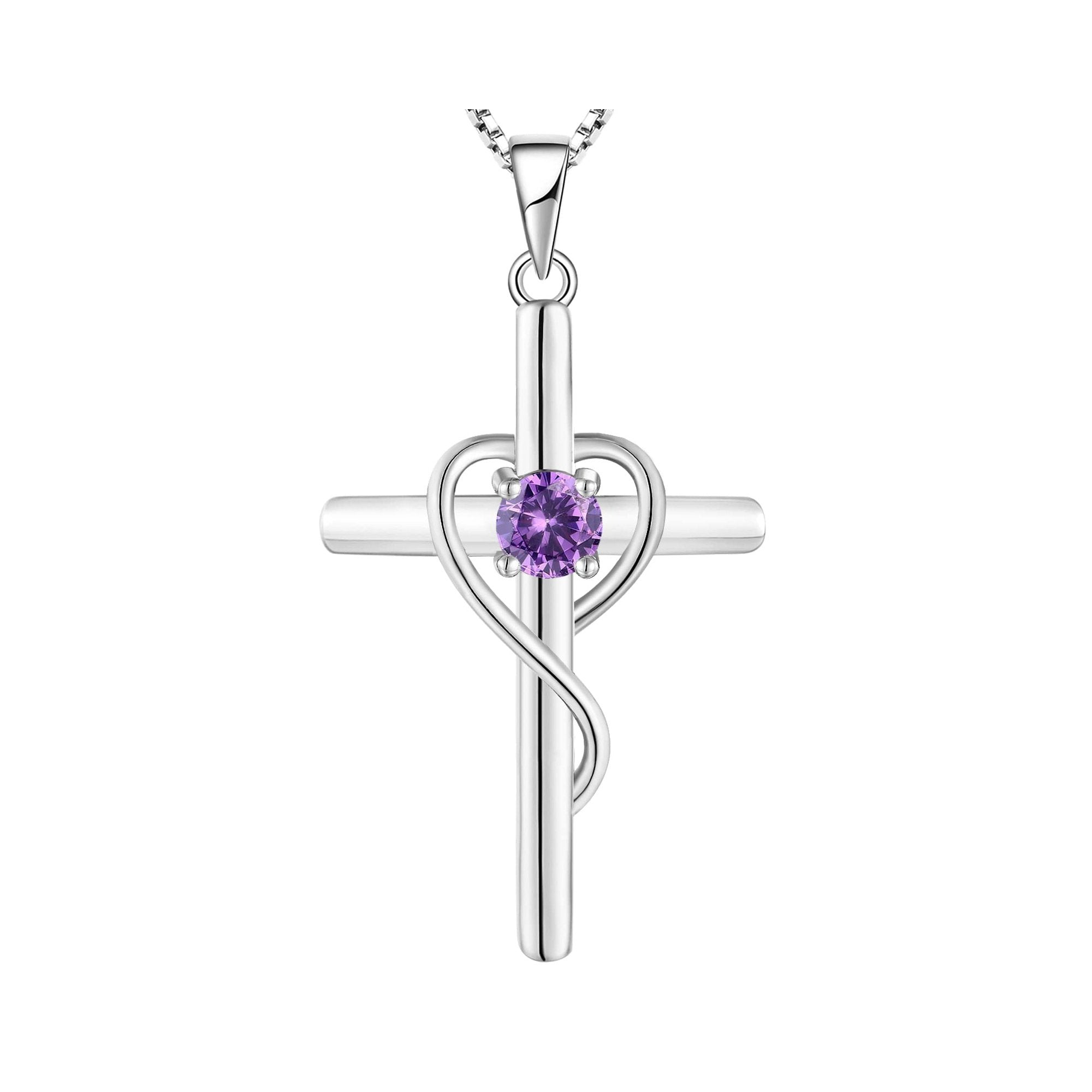 Yeelery Infinity Cross Pendant Necklace - 925 Sterling Silver with 18K White Gold Plated
