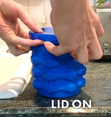 2 in 1 Large Silicone Ice Bucket Mold with Lid - Portable Space Saving Cube Maker for Kitchen, Party, Barware