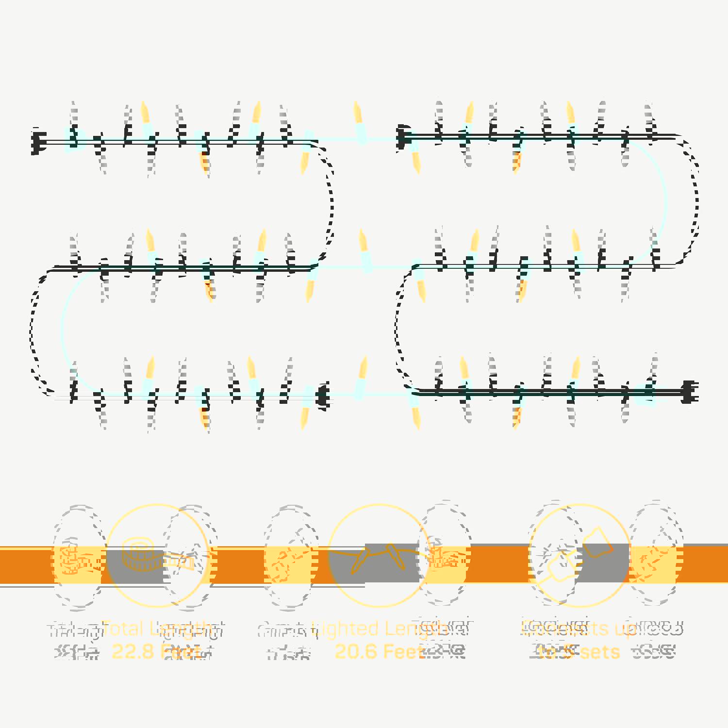 SEWANTA Christmas Lights Green Christmas Lights, UL Approved for Indoor/Outdoor Use, 22.8 Ft