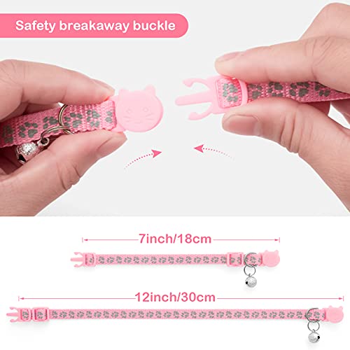LLHK 2 Pack Breakaway Cat Collars with Reflective Safety & Bell, Adjustable 7-12, Includes 2 Personalized ID Tags