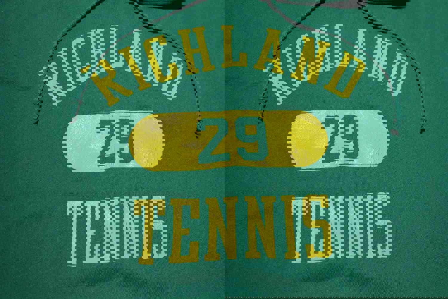 Richland Bombers Vintage 90s Russell Made in USA Tennis Green Gold Hoodie Sweatshirt