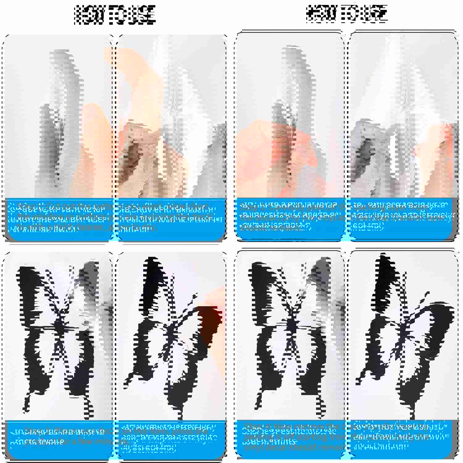 Craspire 8 Sheets 4 Style Infinity Heart & Butterfly Laser Style Plastic Adhesive Car Stickers