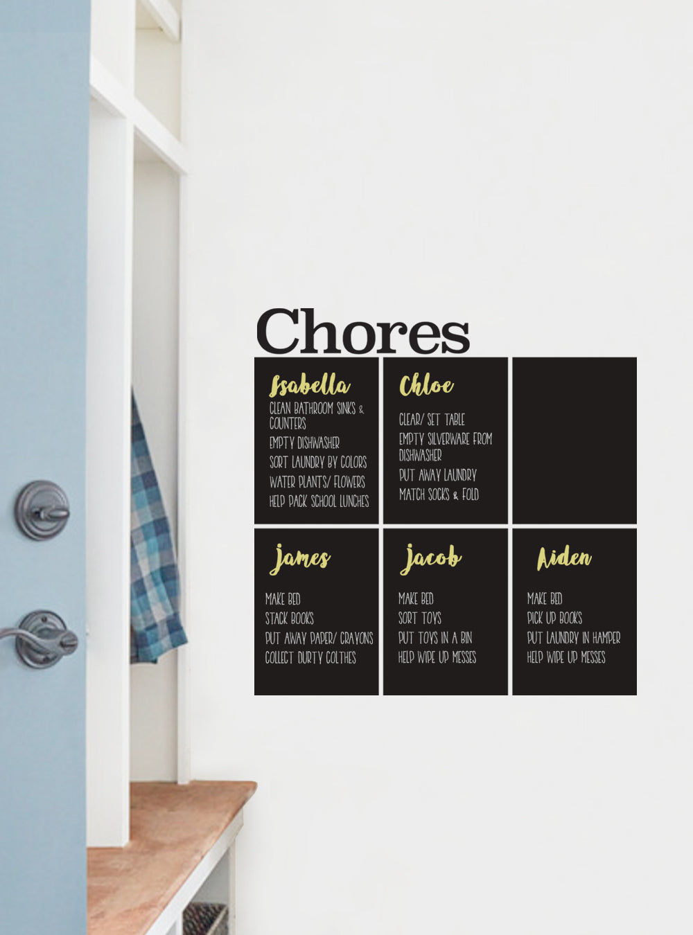Chores Chart Chalkboard Wall Decal for Family Organization