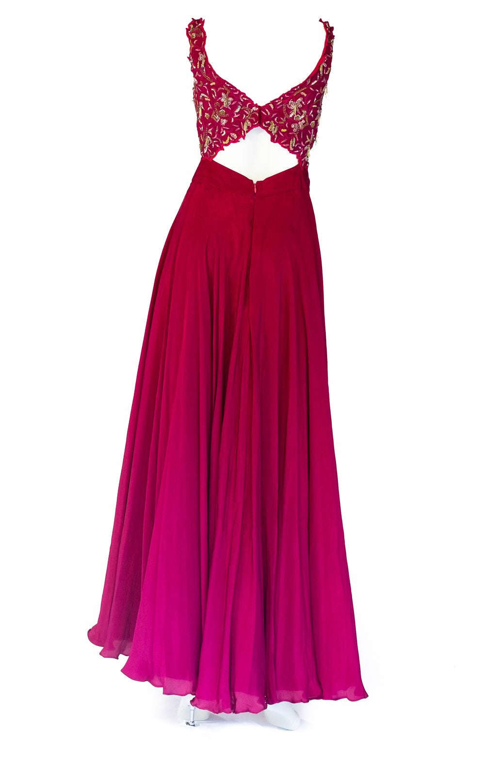 Red Wine Formal Anarkali Gown