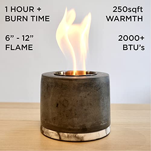 ROUNDFIRE Concrete Tabletop Fire Pit - Indoor & Outdoor Fire Bowl