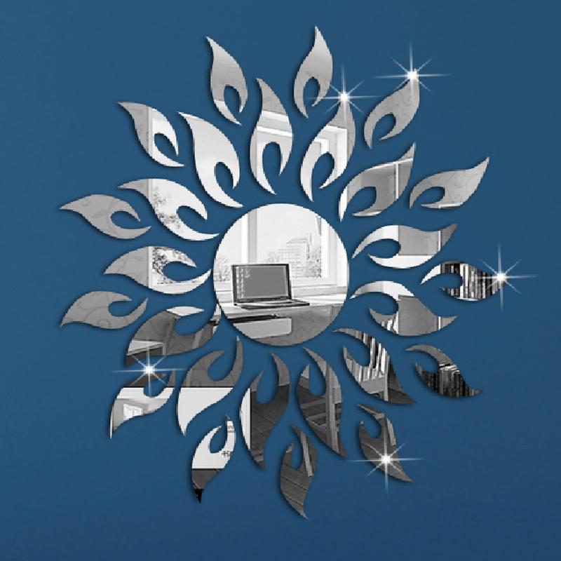 Modern Floral Acrylic Mirror Decal Wall Stickers