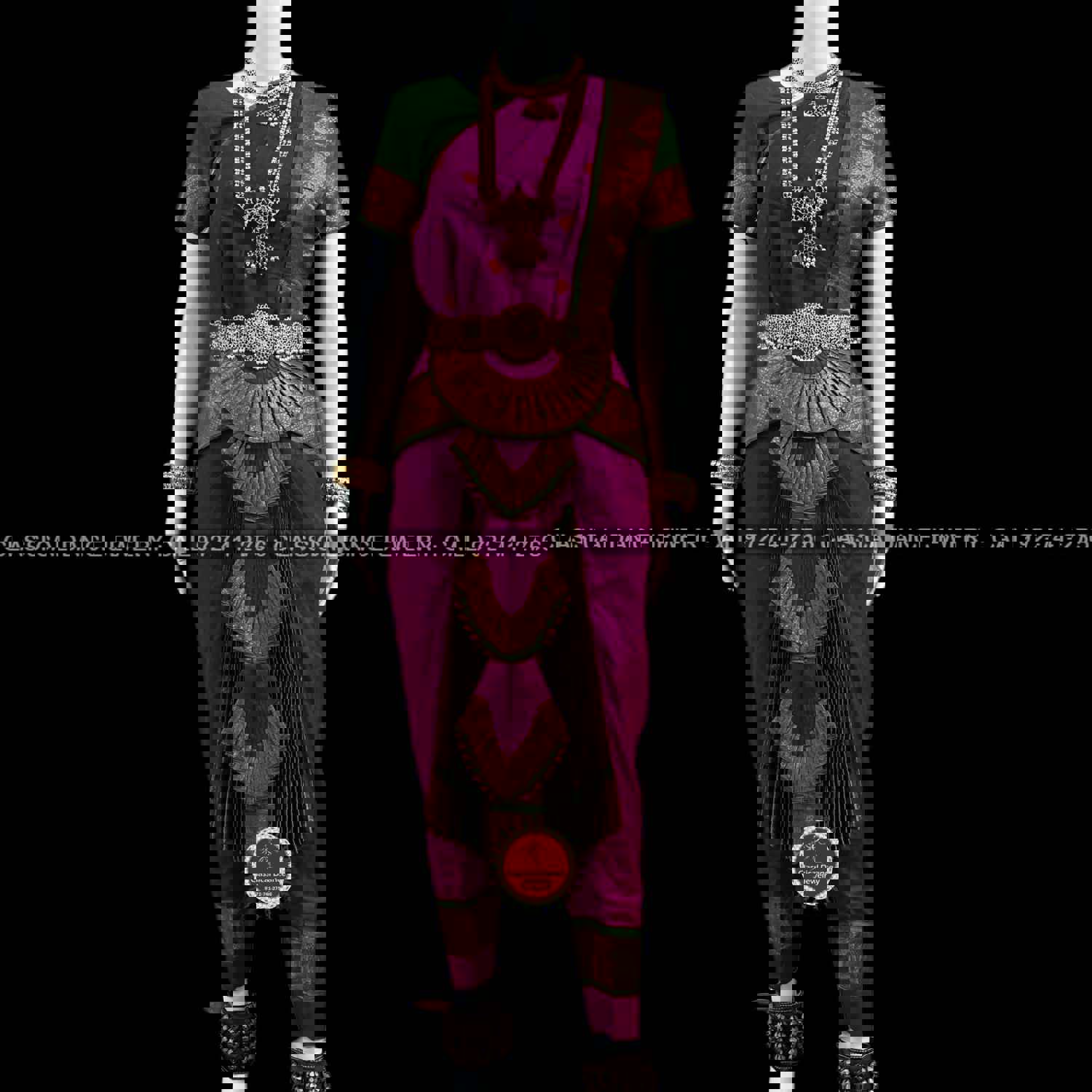 PURPLE GREEN 36 Inch Pant Length Bharatanatyam Copper Zari Dance Costume | Art Silk Dharmavaram Kanchi