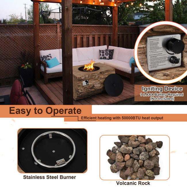 50000 BTU Outdoor 2-in-1 Fire Pit Table with Lava Rock and PVC Cover