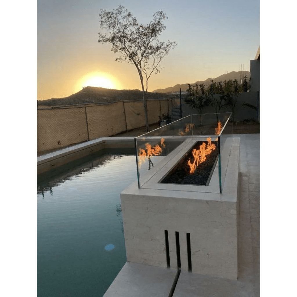 The Outdoor Plus - Cabo Linear GFRC Concrete Rectangle Liquid Propane Fire Pit 66