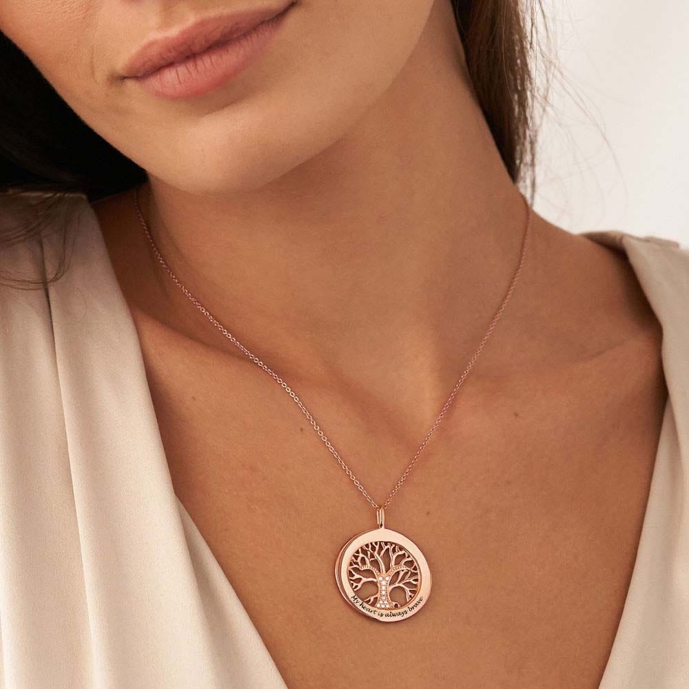 Custom Text Life Tree Necklace Personalized Silver Name Jewelry for Mothers Day Gift