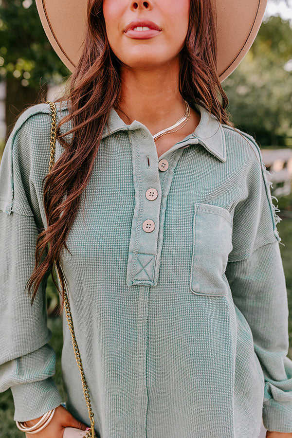 Proper Style Waffle Knit Sweatshirt In Pear