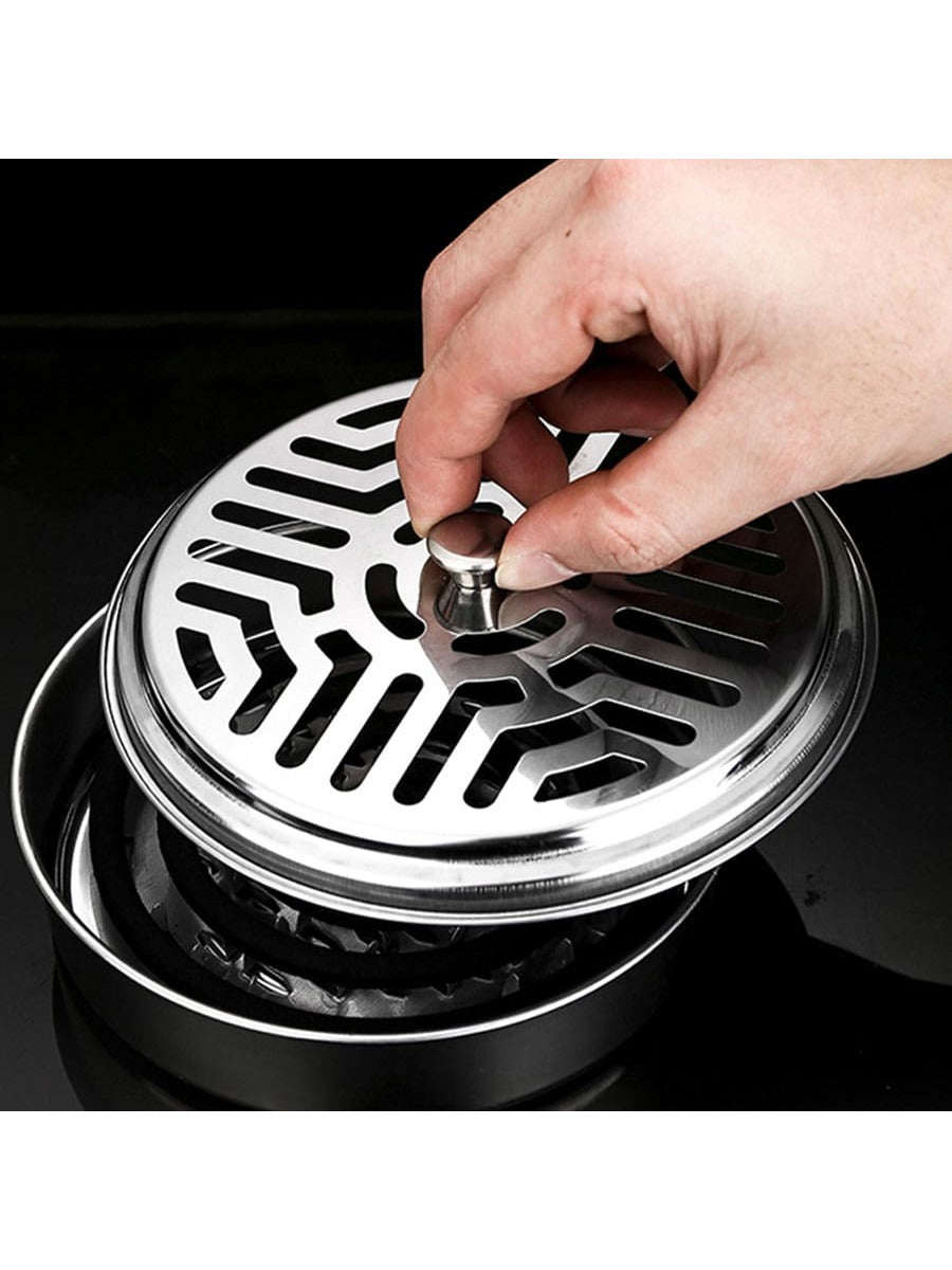 Stainless Steel Mosquito Coil Holder with Ash Tray & Lid for Indoor and Outdoor Use