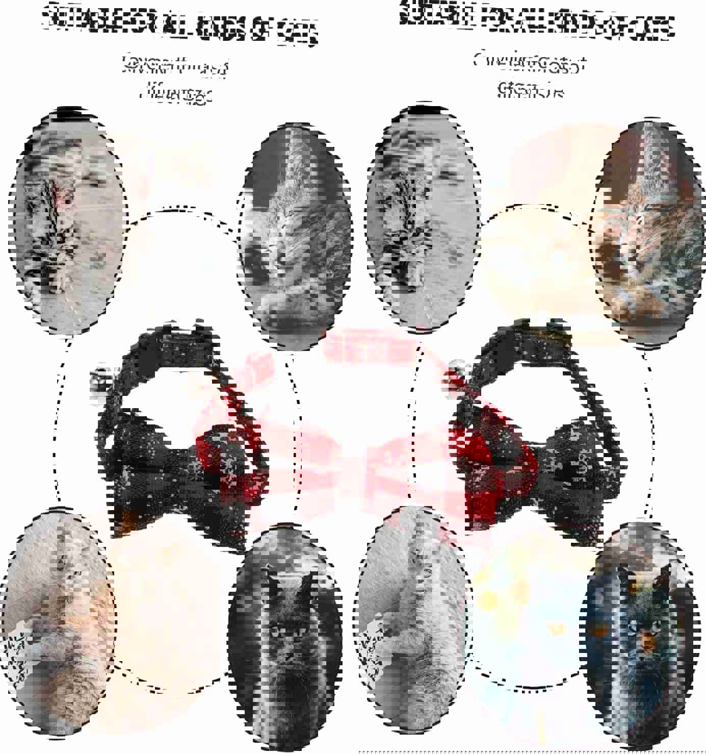 GLSTOY 1Pc Adjustable Christmas Bow Tie Collar for Small Dogs and Cats