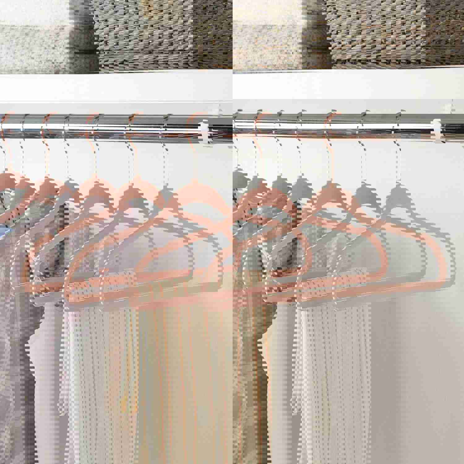 Non-Slip Velvet Clothing Hangers, 50 Pack, Pink - Ultra Slim Space-Saving Design