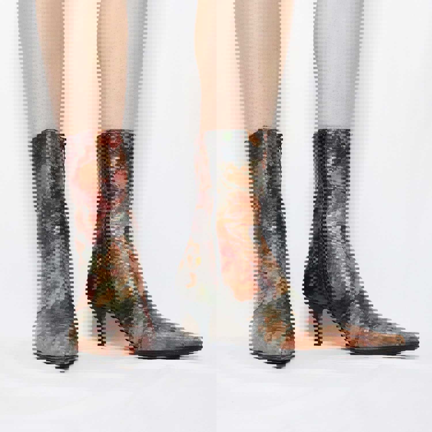 Y2K Vintage Floral Ankle Boots by Ursula Mascaro (Size 7 US)