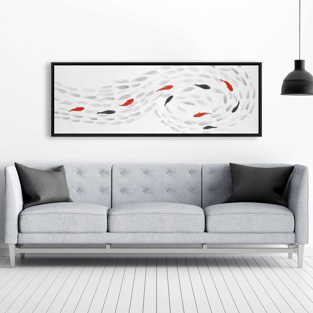 Swimming Fish Swirl - Fine Art Gallery Wrapped Canvas 16x48