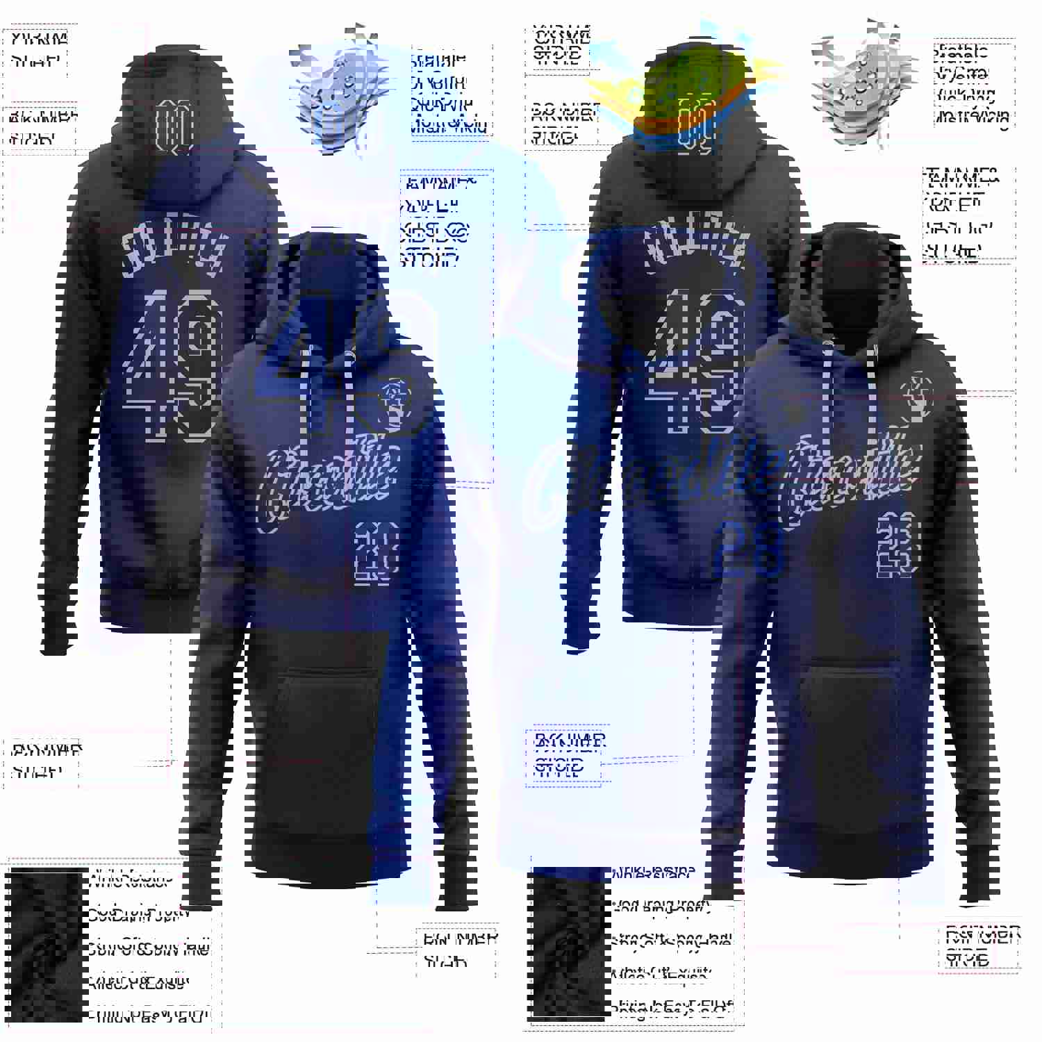 Custom Stitched Navy Royal-Gray Gradient Fashion Sports Pullover Sweatshirt Hoodie