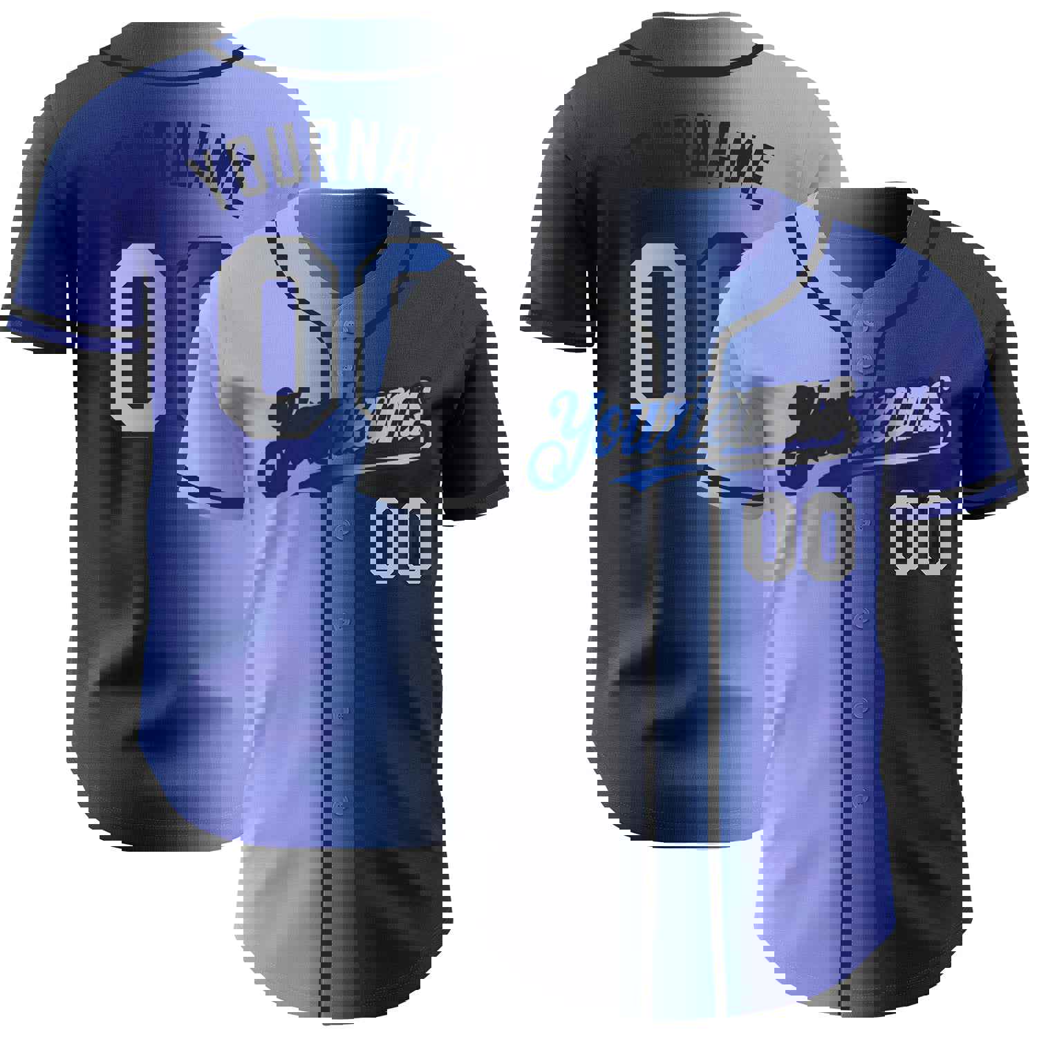 Custom Royal Gray-Black Authentic Gradient Fashion Baseball Jersey
