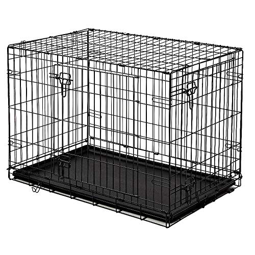 Skrootz 36 Inches Medium Dog Metal Crate with Double Door - Black