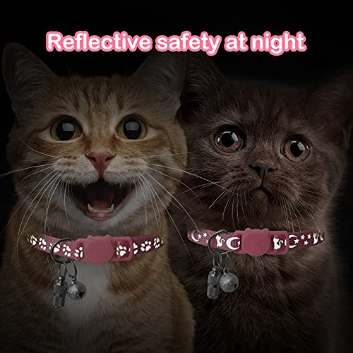 LLHK 2 Pack Breakaway Cat Collars with Reflective Safety & Bell, Adjustable 7-12, Includes 2 Personalized ID Tags