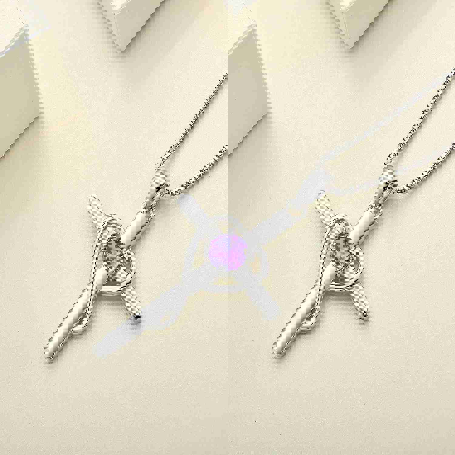Yeelery Infinity Cross Pendant Necklace - 925 Sterling Silver with 18K White Gold Plated
