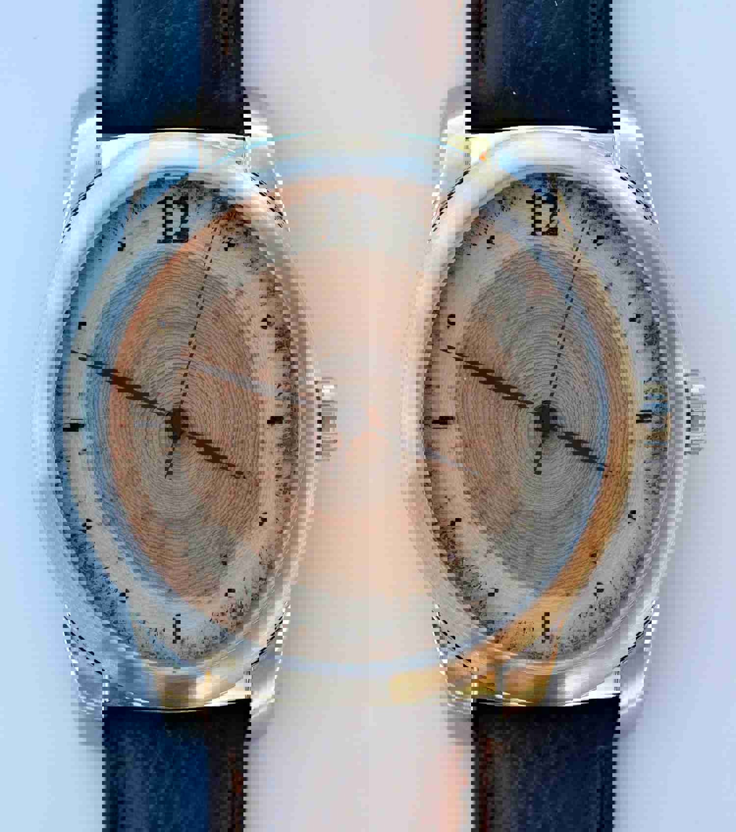 5th Wood Anniversary Watch for Husband - Handcrafted Douglas-fir Tree Slice with Mother-of-Pearl Inlay