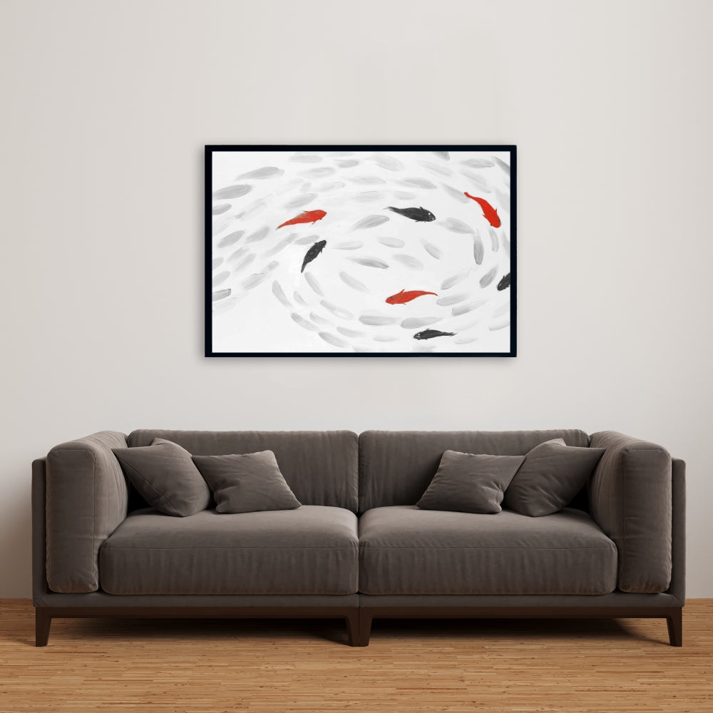 Swimming Fish Swirl - Fine Art Gallery Wrapped Canvas 16x48
