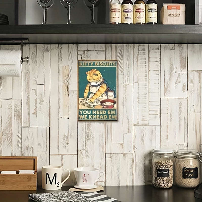 1pc Metal Tin Sign - Black Cat Kitchen Decor for Home & Outdoor Wall