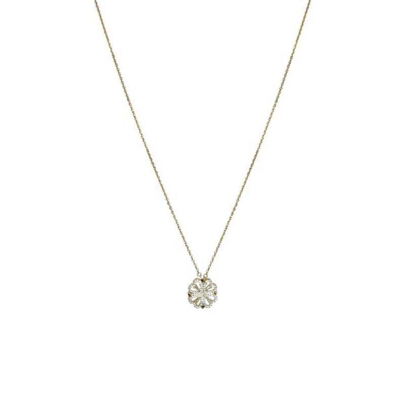Retro Magnetic Folding Heart Shaped Four Leaf Clover Pendant Necklace for Women