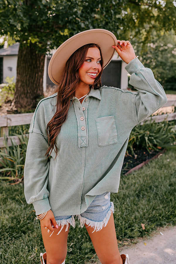 Proper Style Waffle Knit Sweatshirt In Pear