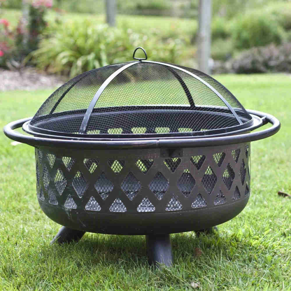 36-inch Bronze Fire Pit with Grill Grate and Spark Screen Cover