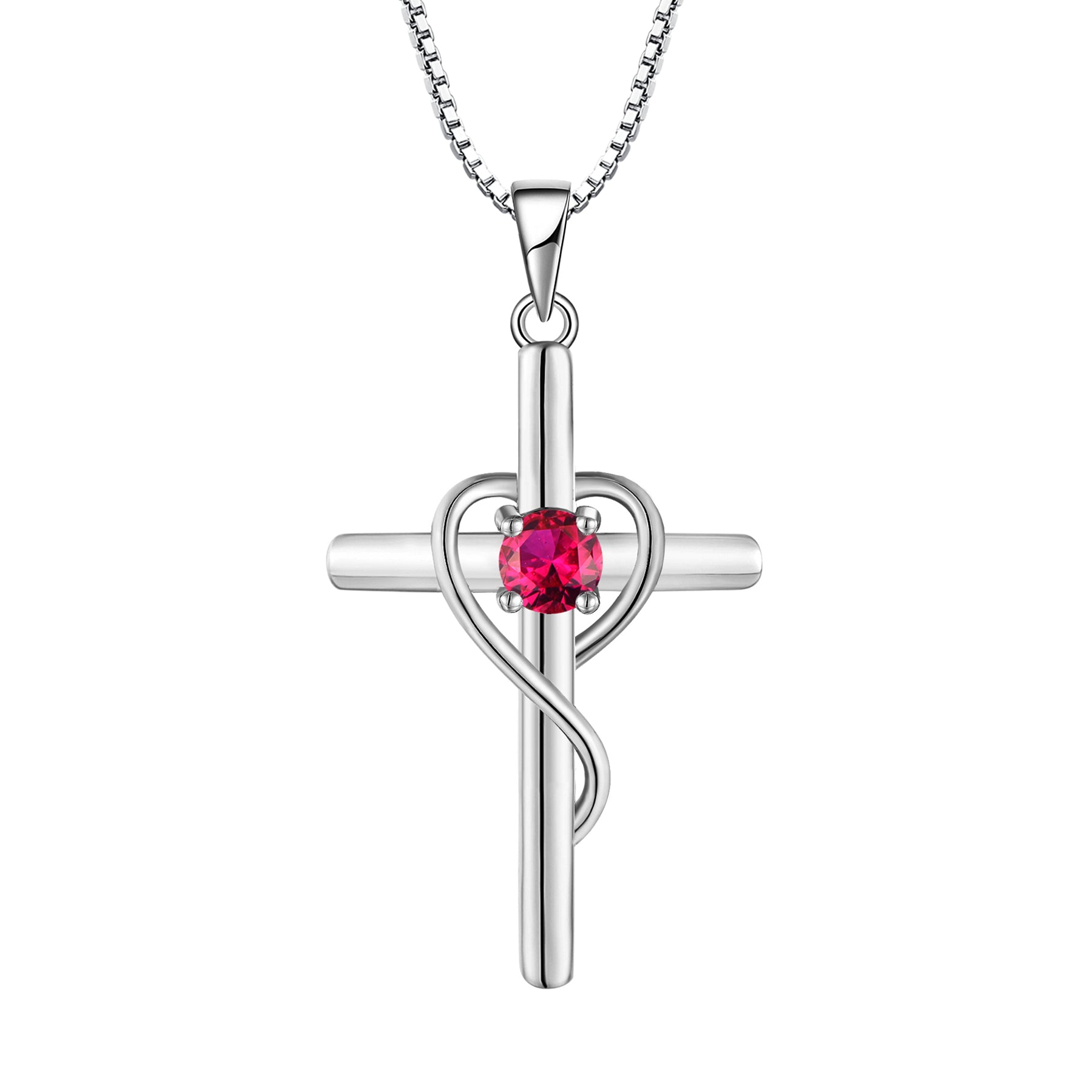 Yeelery Infinity Cross Pendant Necklace - 925 Sterling Silver with 18K White Gold Plated