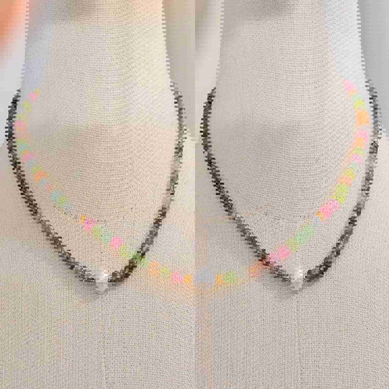 Josslyn Natural Tourmaline & Pearl Necklace - 18K Gold PVD Gemstone Necklace