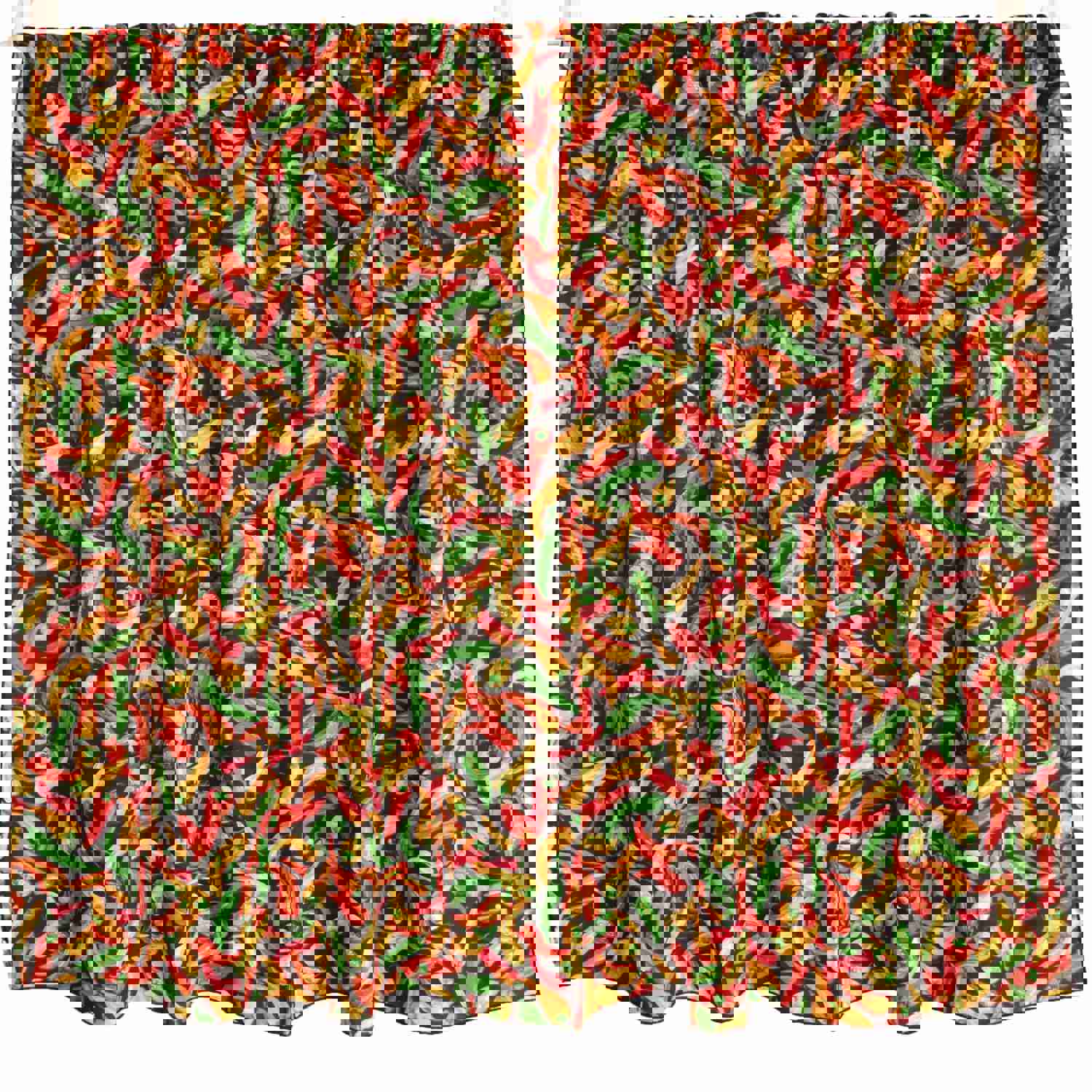Cotton Curtain with Fruits Print - 58 Inch Wide Chili Peppers Black