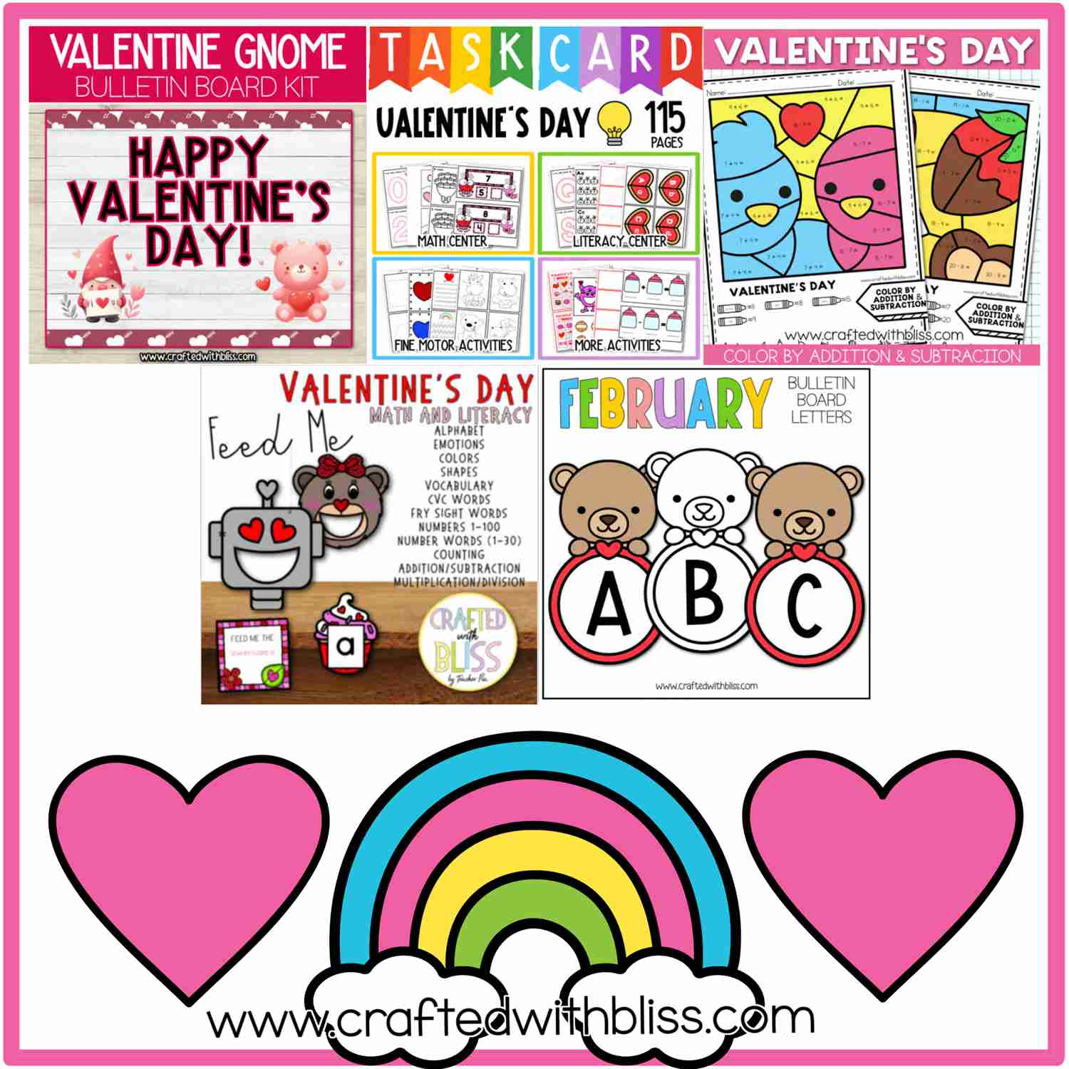 February Preschool-Kindergarten Learning Bundle - 300+ Pages of Activities, Crafts & Worksheets