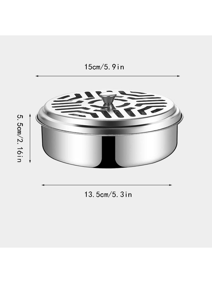 Stainless Steel Mosquito Coil Holder with Ash Tray & Lid for Indoor and Outdoor Use
