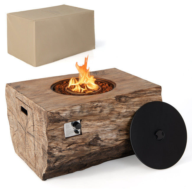 50000 BTU Outdoor 2-in-1 Fire Pit Table with Lava Rock and PVC Cover