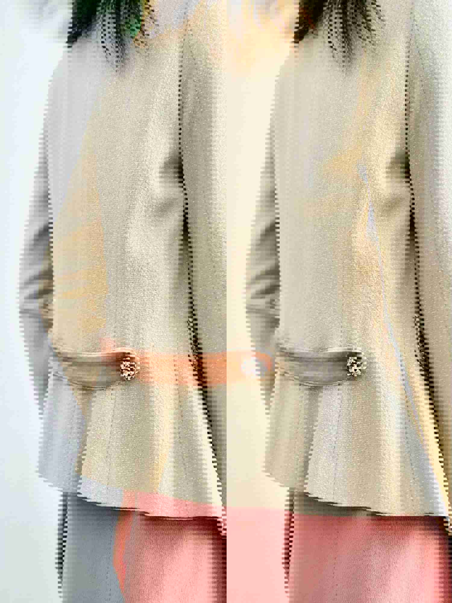 Vintage 1940s Pink Velvet Jacket with Beaded Details and Rhinestone Buttons