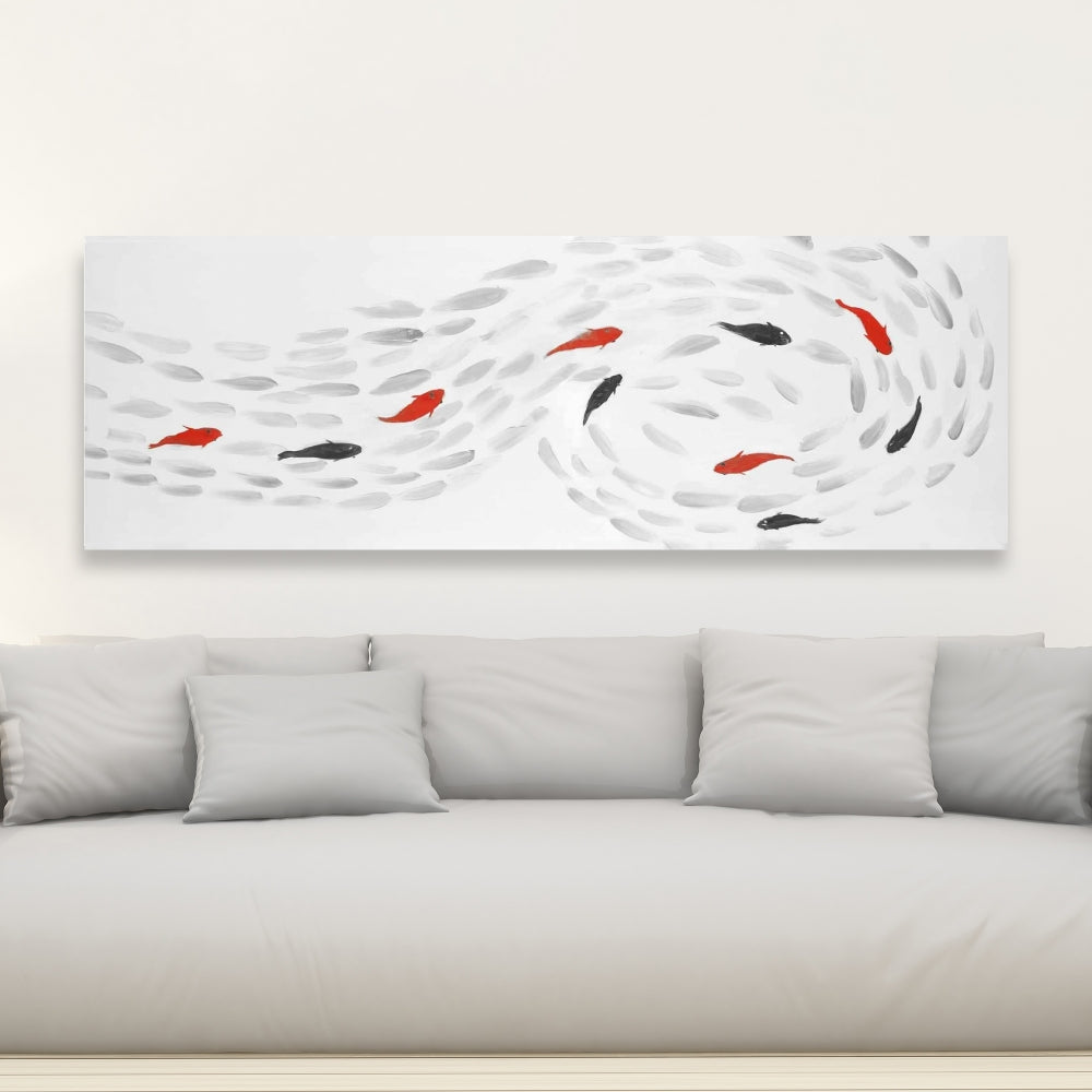 Swimming Fish Swirl - Fine Art Gallery Wrapped Canvas 16x48