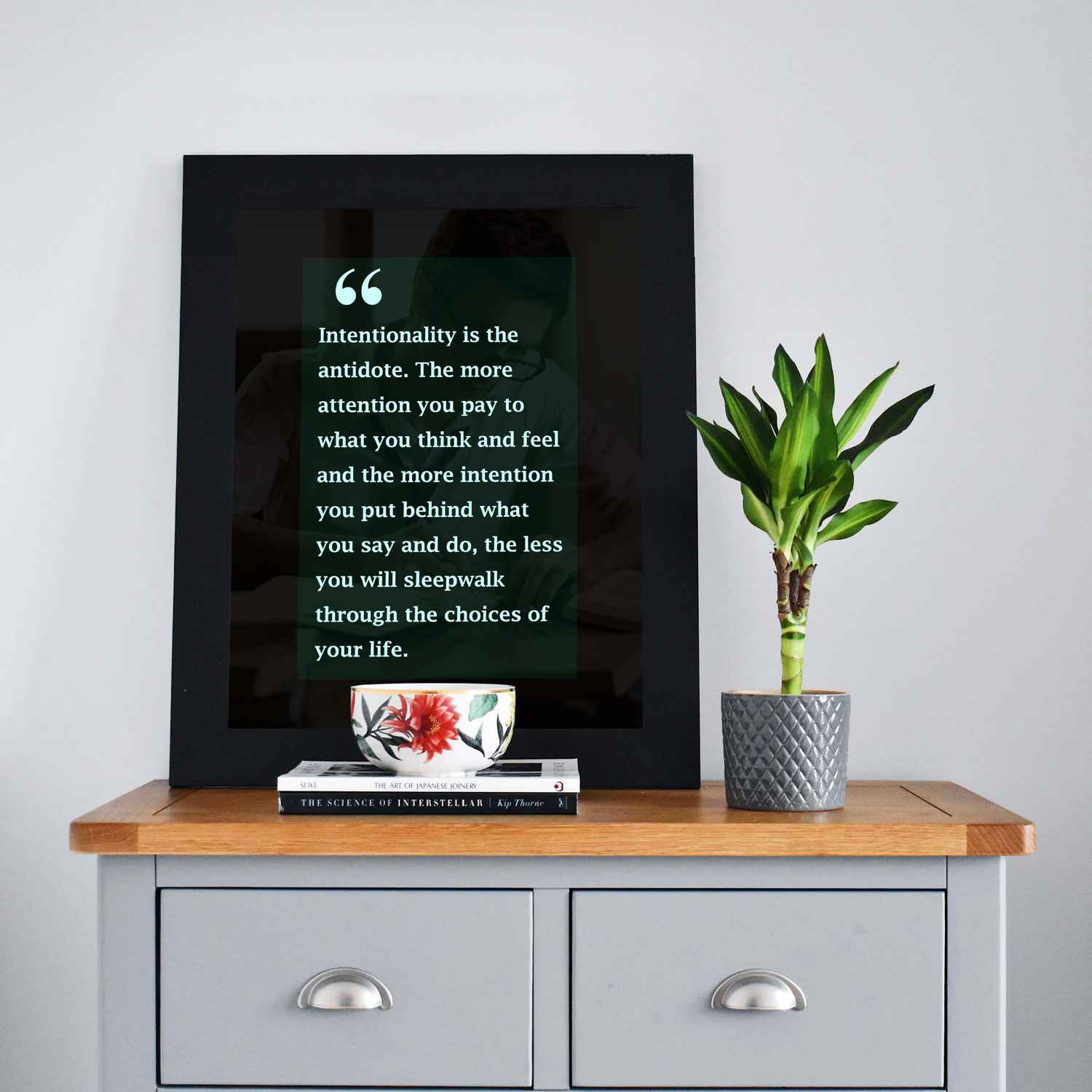 Intentionality Is the Antidote Motivational Quotes Wall Art Sign - 8 x 10 Modern Typographic Poster Print